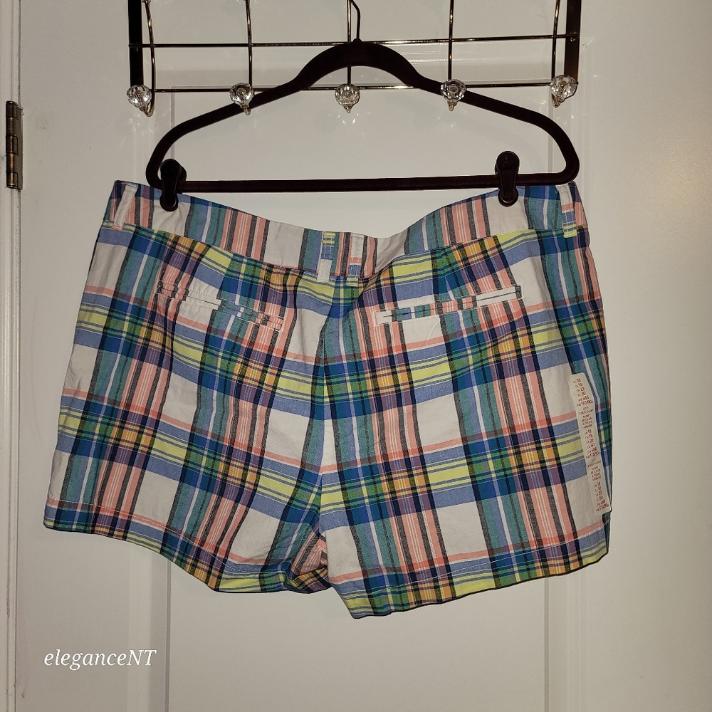 GAP Pink/Blue Plaid Khaki Lightweight Summer Shorts Sz: 16 NWT - Picture 2 of 8
